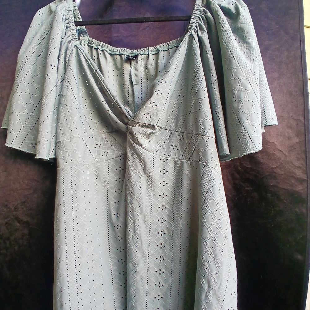 SHEIN Gray Eyelet Blouse